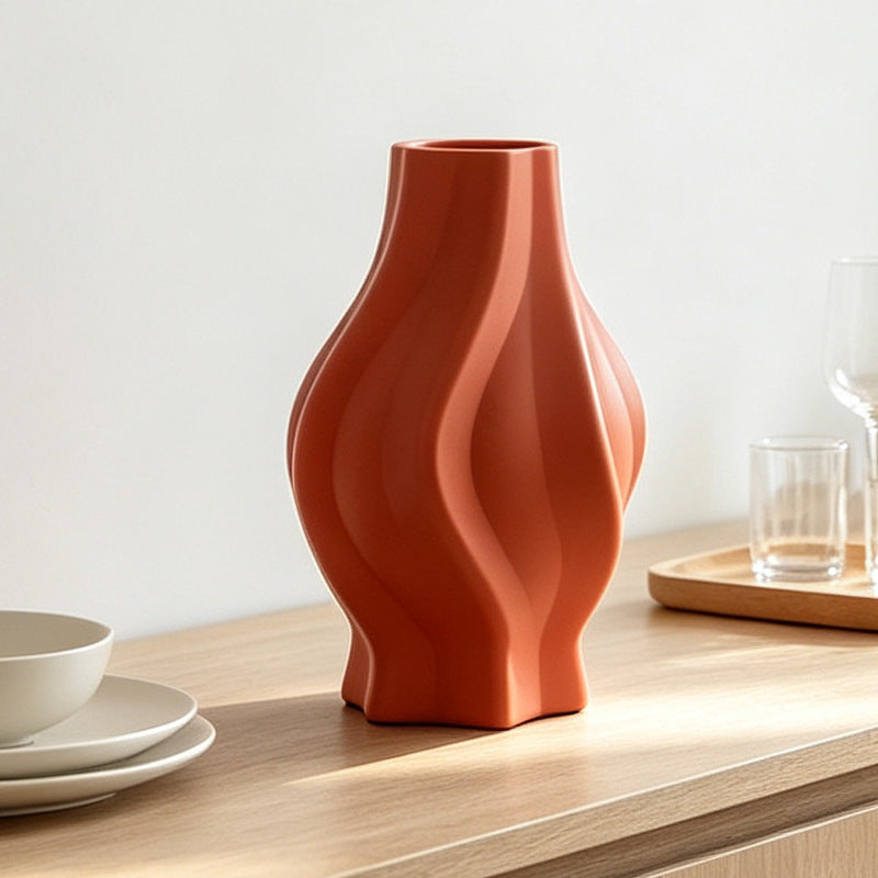 Wave-Designed Decorative Vase