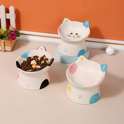 Cat-Themed Ceramic Pet Food Bowl Homeandso