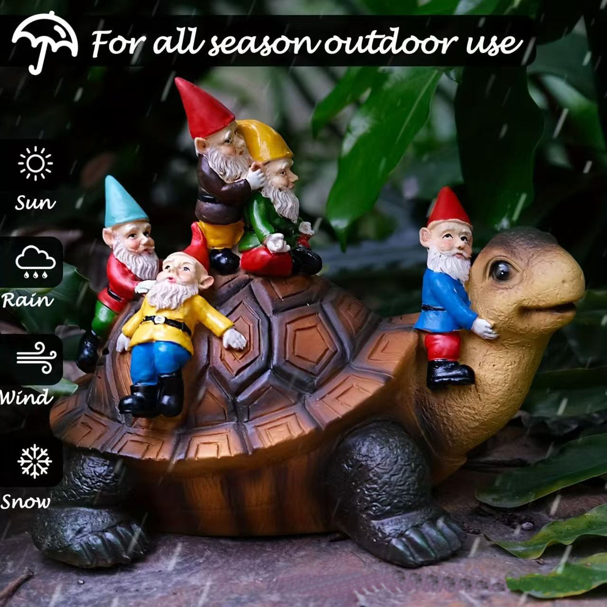 Garden Gnome Turtle Figurine Homeandso