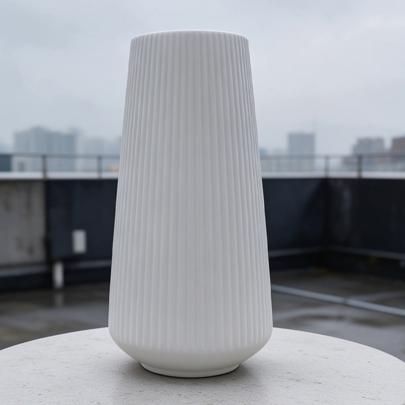 Modern Vertical Ribbed Ceramic Vase