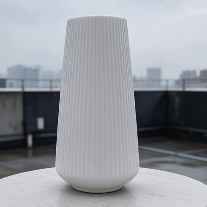 Modern Vertical Ribbed Ceramic Vase