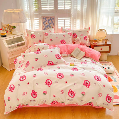 Playful Cartoon Bear Bedding Set Homeandso