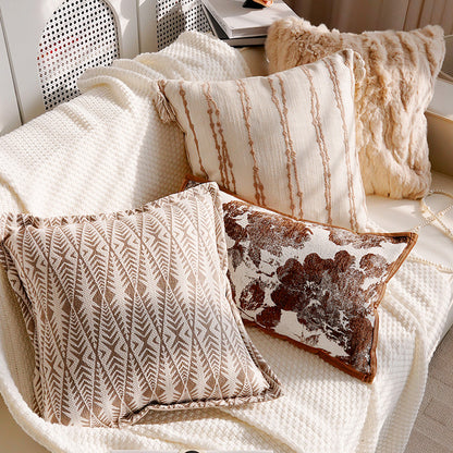 Floral Embroidered Decorative Lumbar Pillow