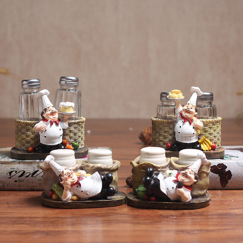 Chef-Themed Decorative Salt and Pepper Shaker Holder Homeandso