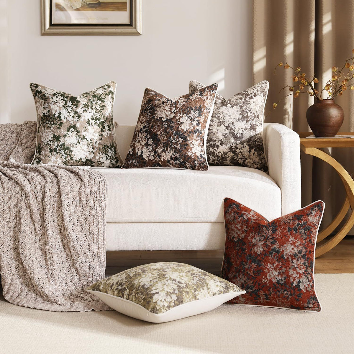 Floral Jacquard Decorative Pillow