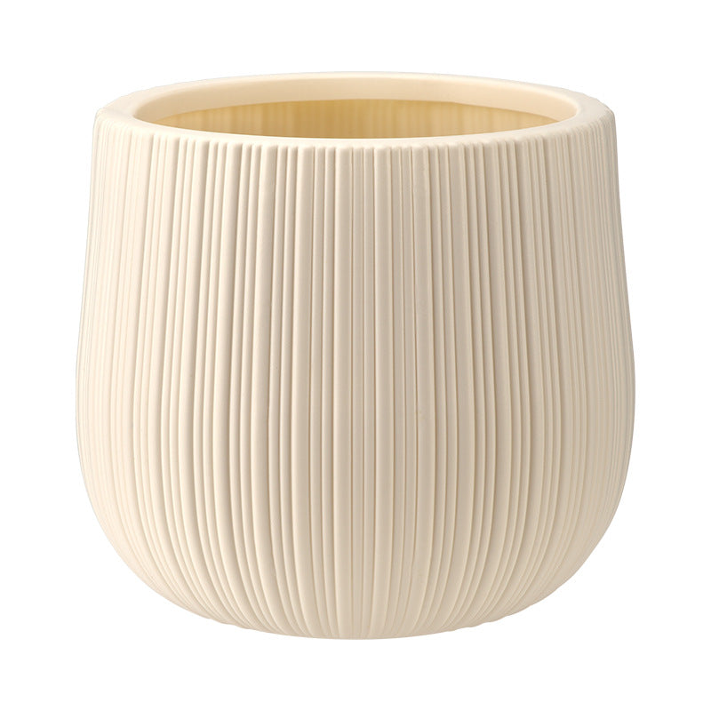 Decorative Ribbed Ceramic Planter Homeandso