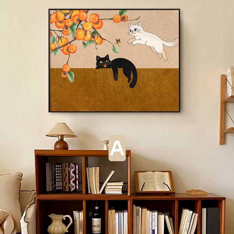 Whimsical Cat-Themed Framed Wall Art Homeandso