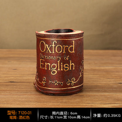 Decorative Book-Shaped Pen Holder Homeandso