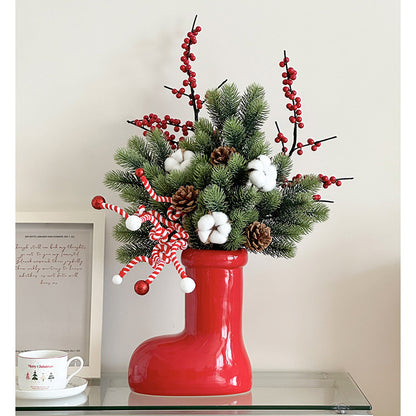 Playful Boot-Shaped Ceramic Flower Vase