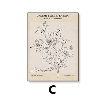 Elegant Floral Line Drawing Art Print Homeandso