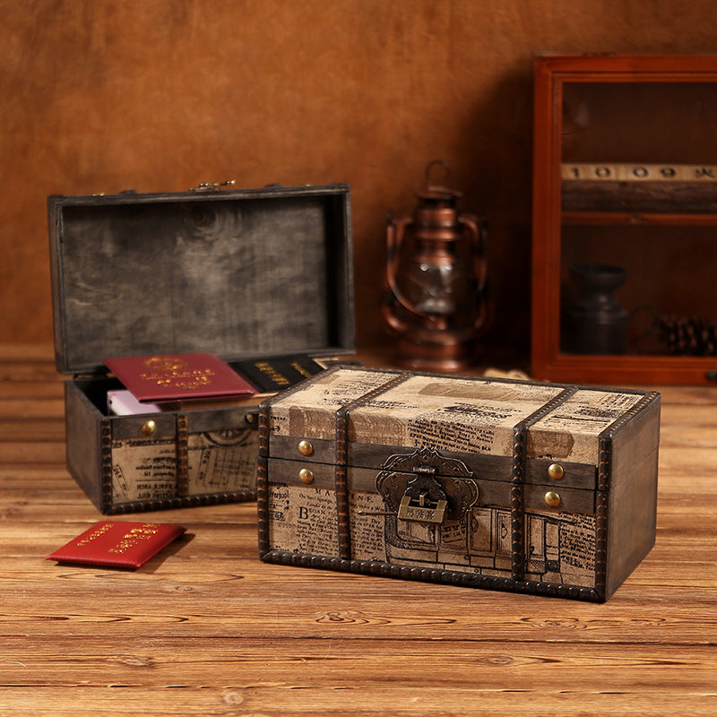 Vintage-Inspired Wooden Lockable Treasure Chest Homeandso