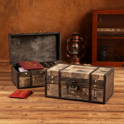 Vintage-Inspired Wooden Lockable Treasure Chest Homeandso