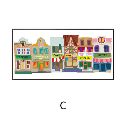 Framed Illustrative Cityscape Wall Art Homeandso
