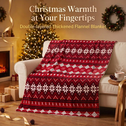 Christmas-Themed Flannel and Sherpa Blanket