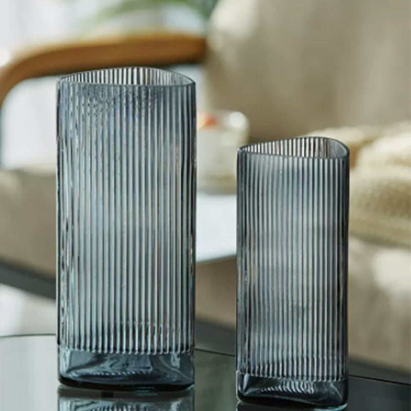 Stylish Vertical Striped Glass Vase