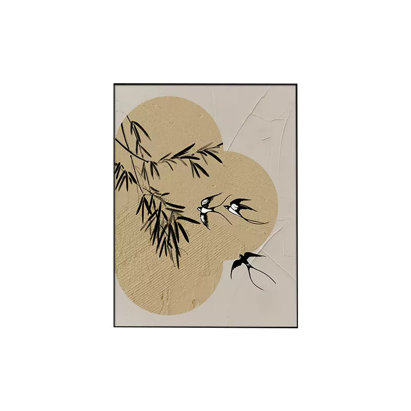 Decorative Wall Art with Bamboo and Bird Motif Homeandso
