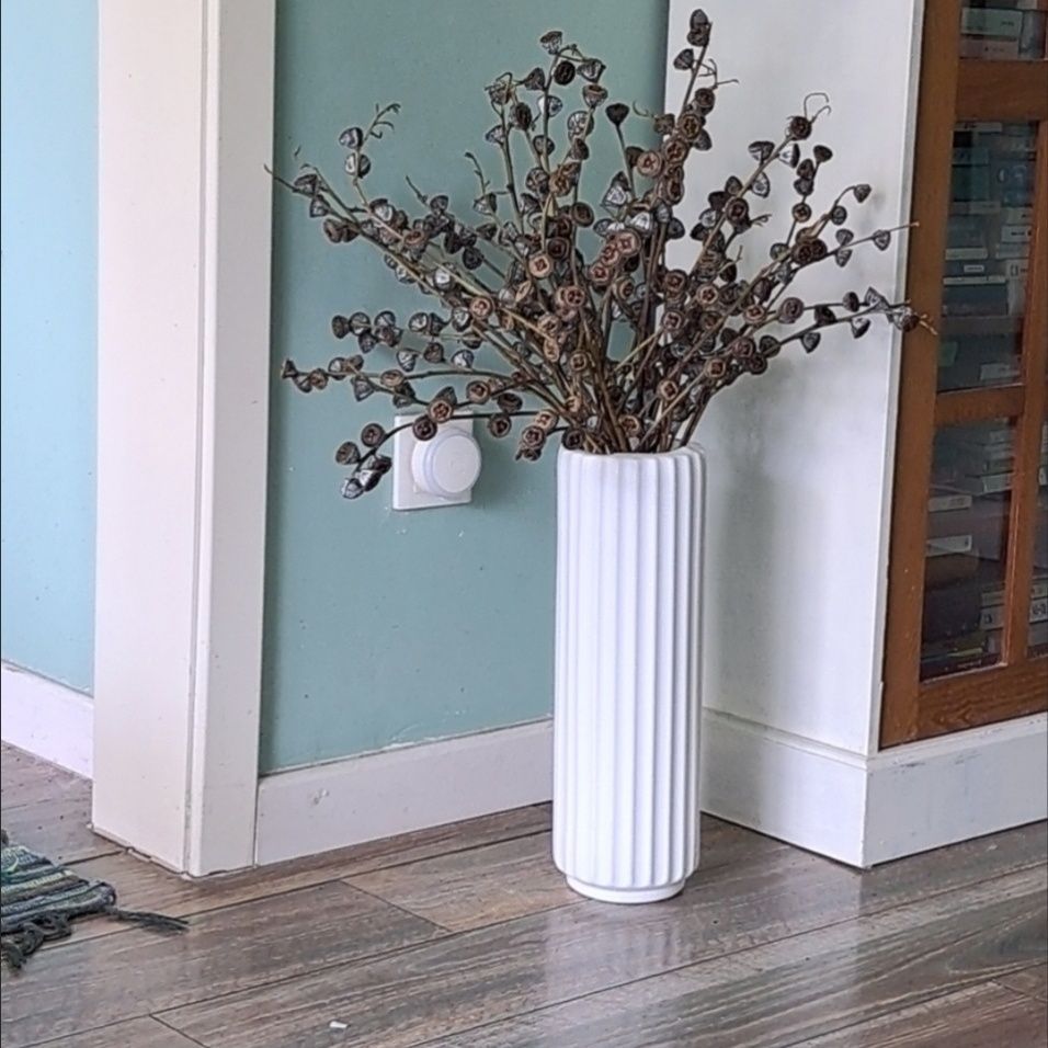Tall Vertical Ribbed Decorative Vase
