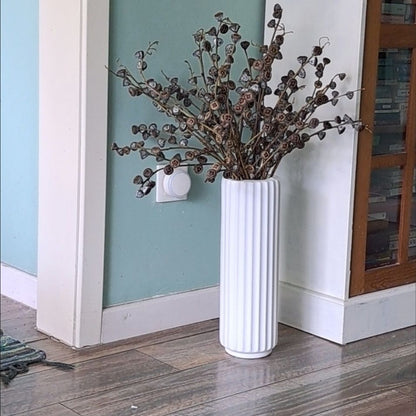 Tall Vertical Ribbed Decorative Vase