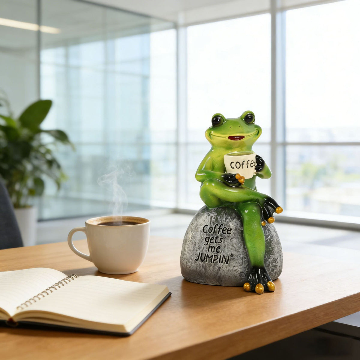 Coffee-Themed Frog Figurine Homeandso