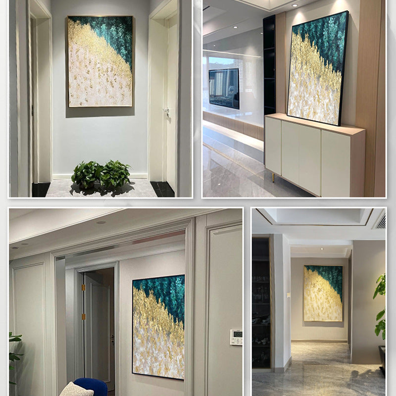 Textured Abstract Gold and Green Canvas Wall Art Homeandso