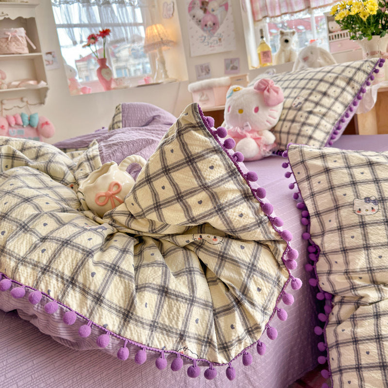 Heart Patterned Decorative Pillow and Duvet Cover Set Homeandso
