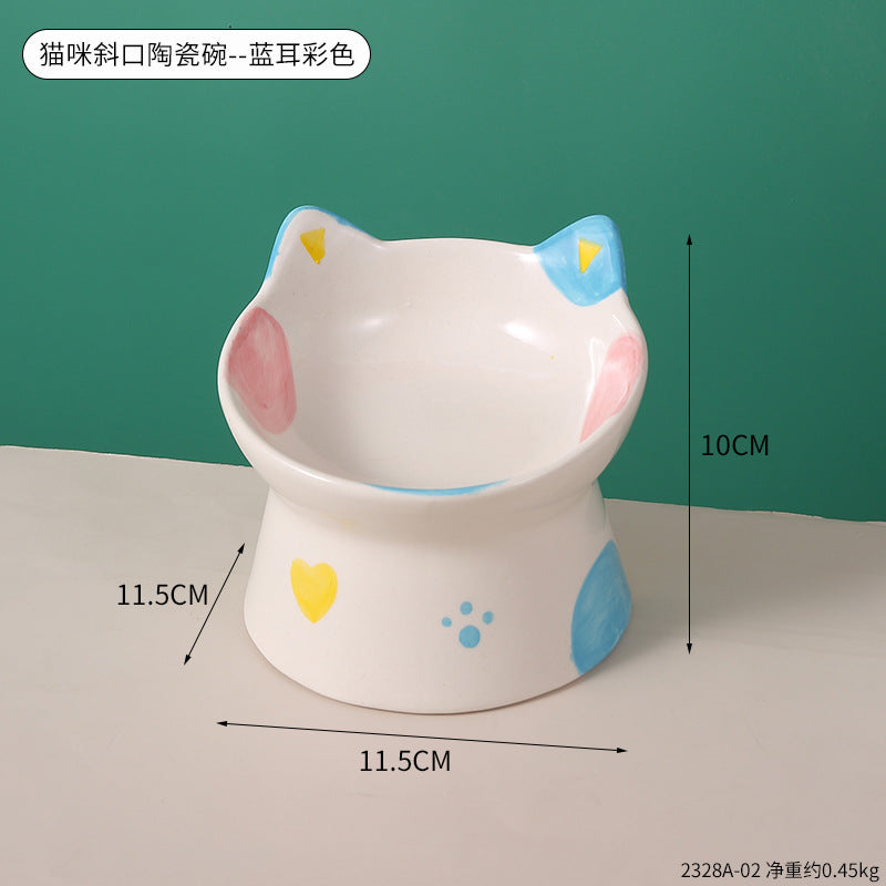 Cat-Themed Ceramic Pet Food Bowl Homeandso