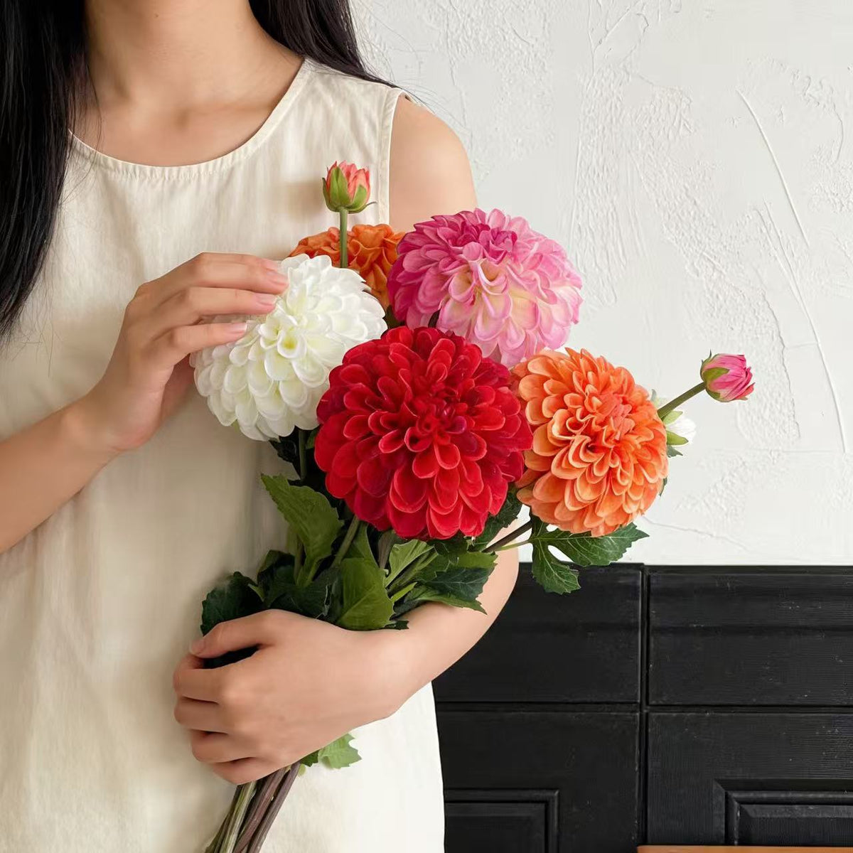 Decorative Faux Dahlia Flower Stem for Home Decor