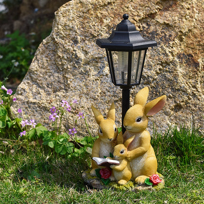 Outdoor Garden Solar Lantern with Stork Figurine Homeandso