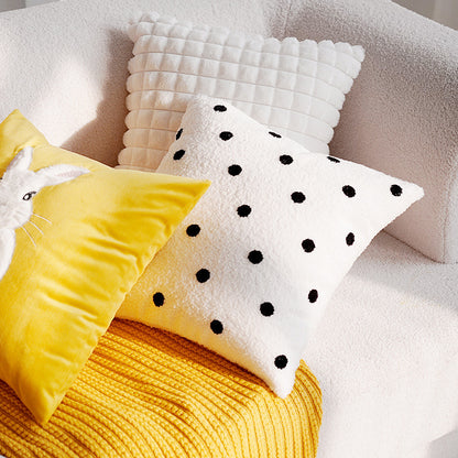 Cozy Textured Polka Dot Decorative Pillow