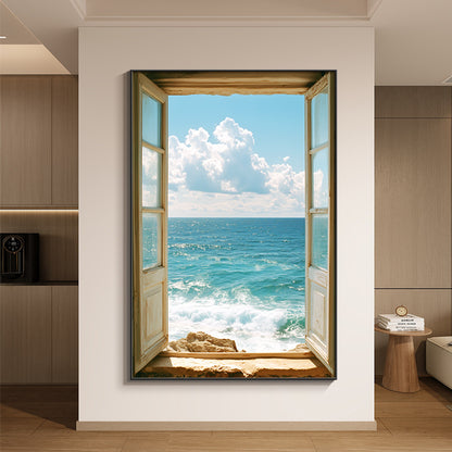 Coastal Window View Canvas Art Homeandso