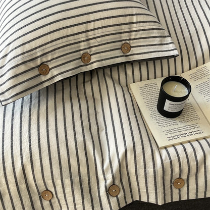 Decorative Comforting Striped Bed Linen Set Homeandso