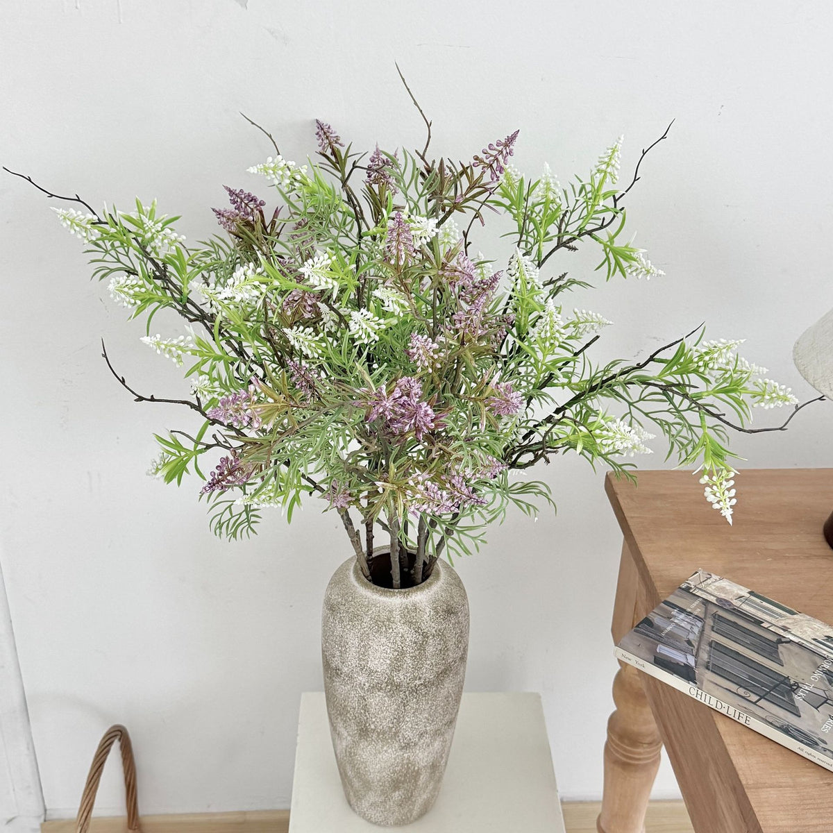 Decorative Faux Lavender Floral Stem for Home Display