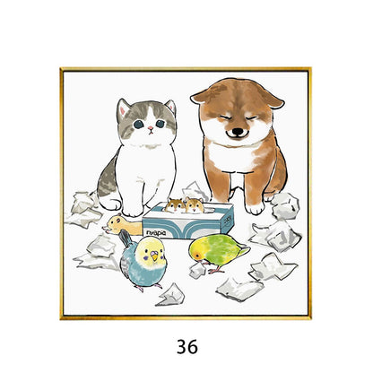 Whimsical Bird and Kitten Illustrated Wall Art Homeandso