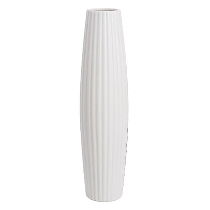 Elegant Ribbed Ceramic Floor Vase