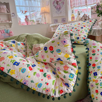Heart Patterned Decorative Pillow and Duvet Cover Set Homeandso