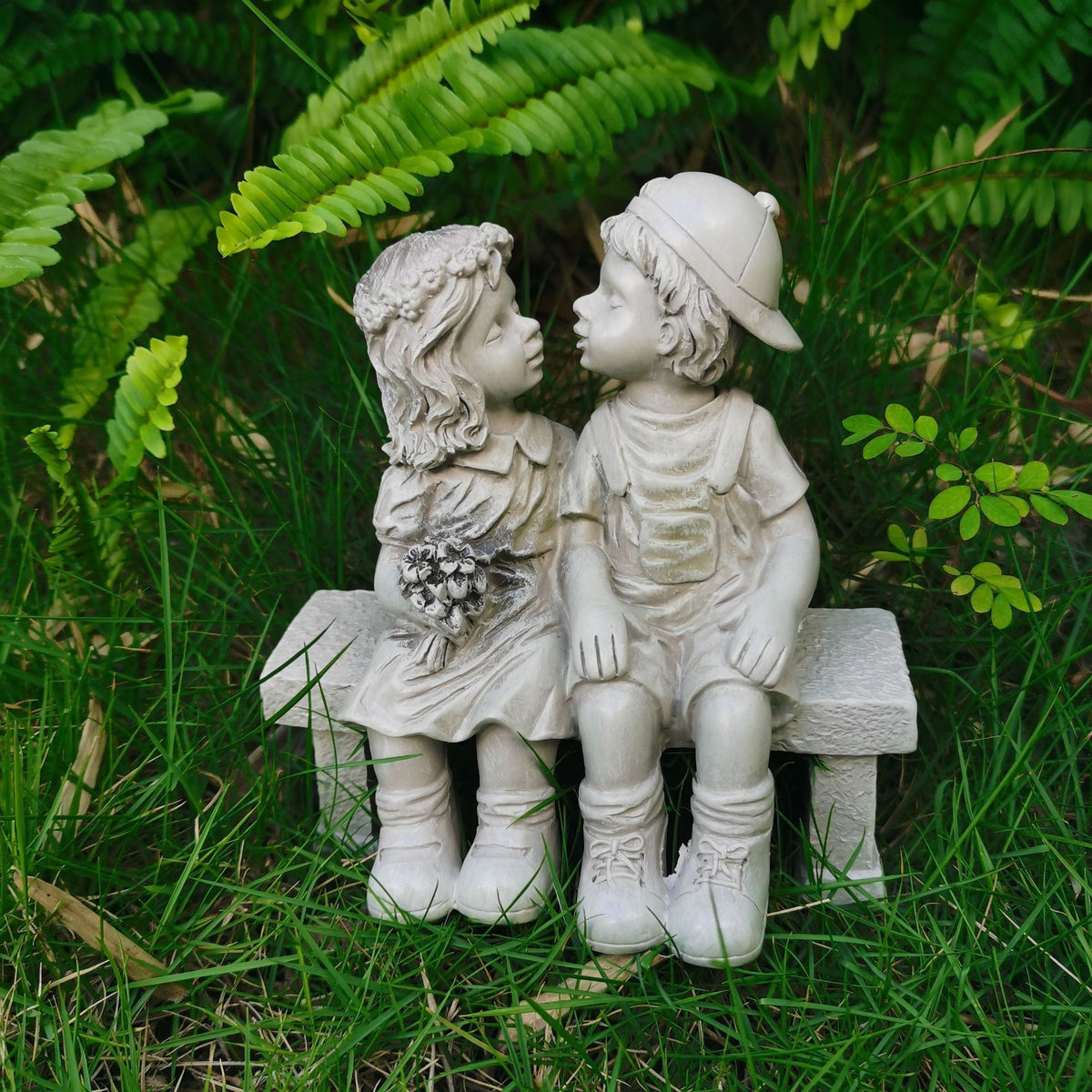 Cute Children Sitting Sculpture Homeandso