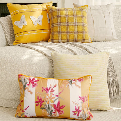 Decorative Butterfly Embroidered Lumbar Pillow