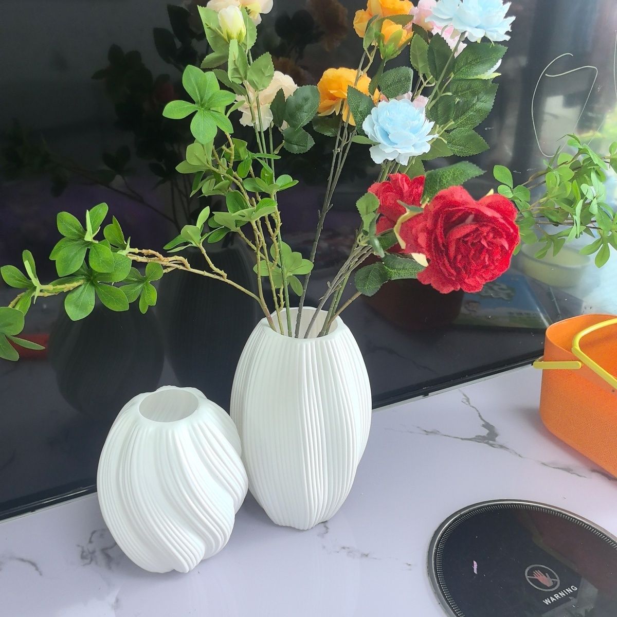Decorative Ribbed Ceramic Vase