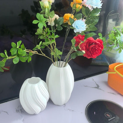 Decorative Ribbed Ceramic Vase