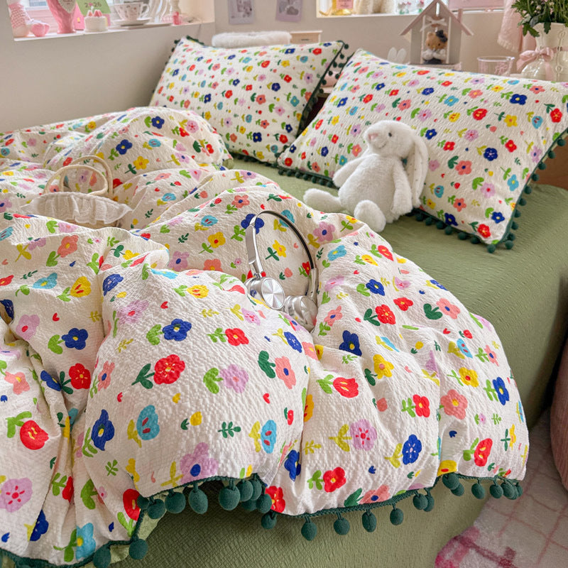 Heart Patterned Decorative Pillow and Duvet Cover Set Homeandso