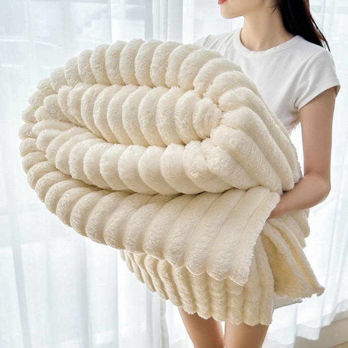 Plush Ribbed Throw Blanket