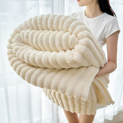Plush Ribbed Throw Blanket