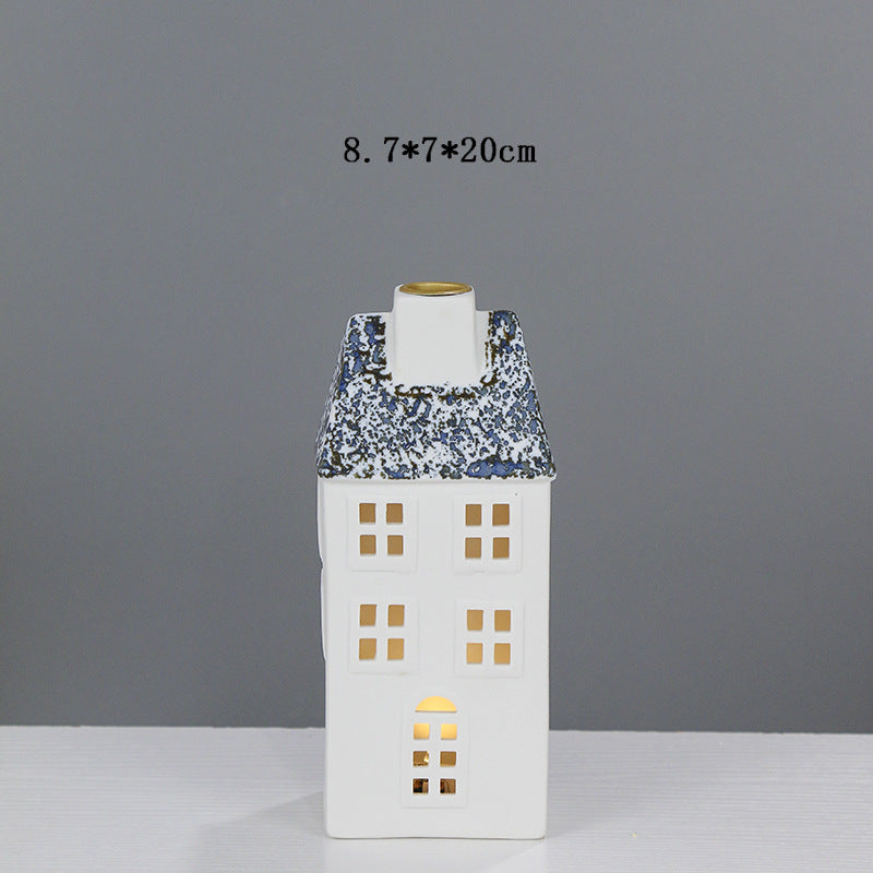 Ceramic Cottage Candle Holder Homeandso