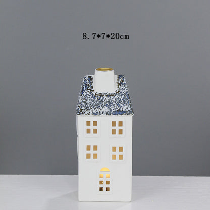 Ceramic Cottage Candle Holder Homeandso