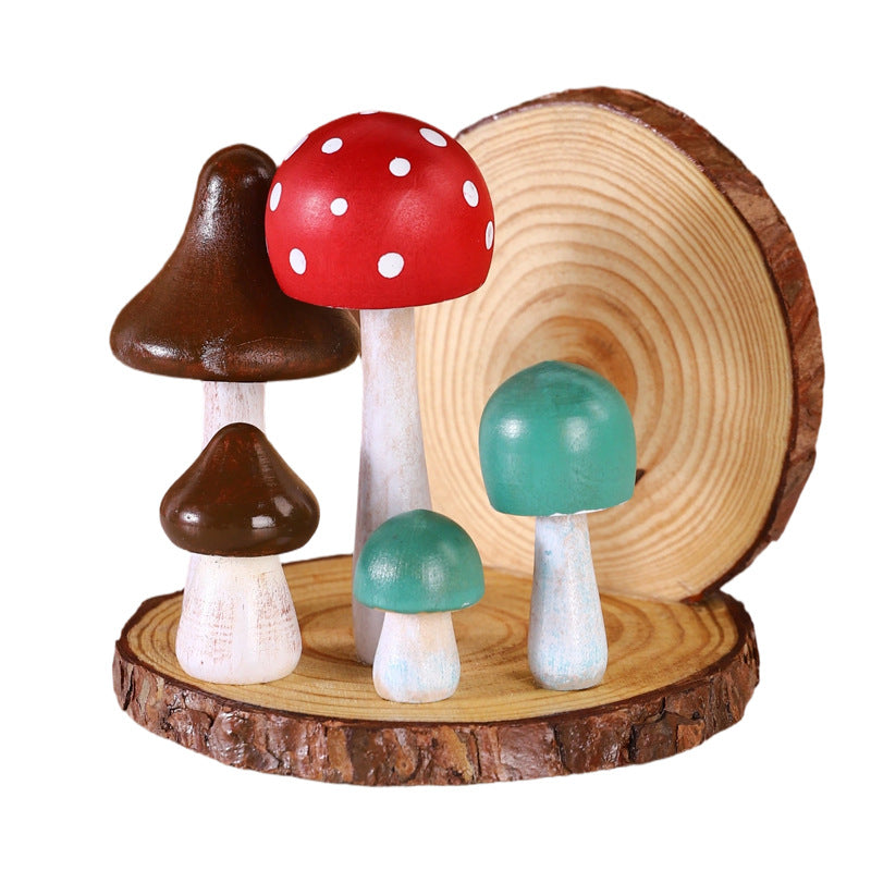 Decorative Wooden Mushroom Figurines Homeandso