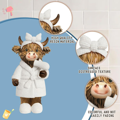 Whimsical Highland Cow Bathroom Figurine Homeandso