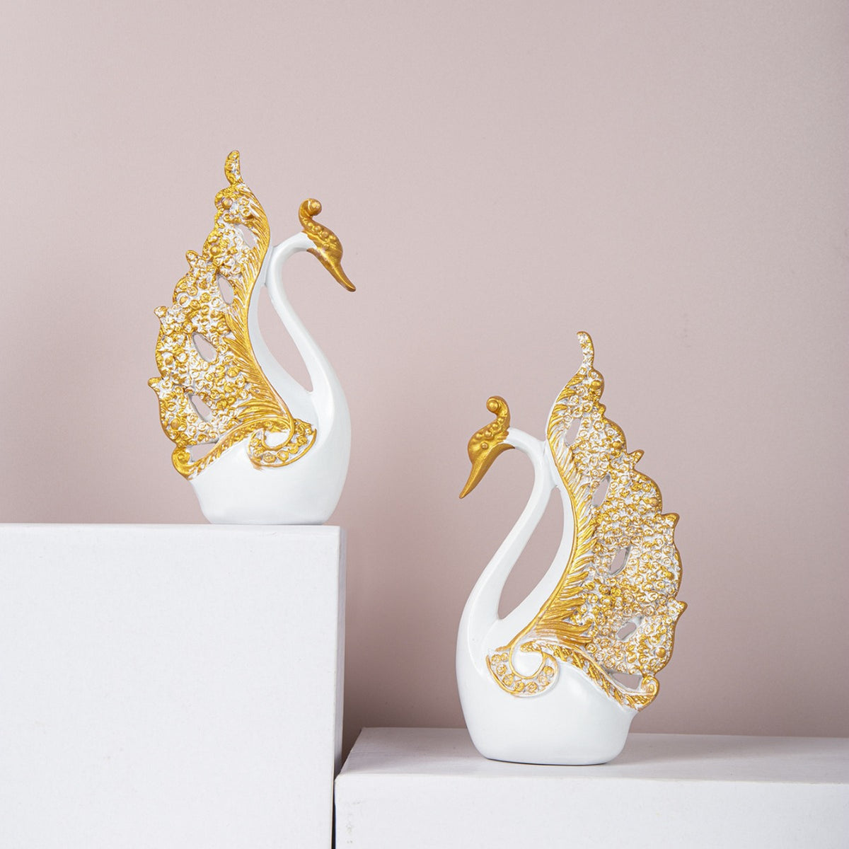Elegant Ceramic Swan Figurines Homeandso