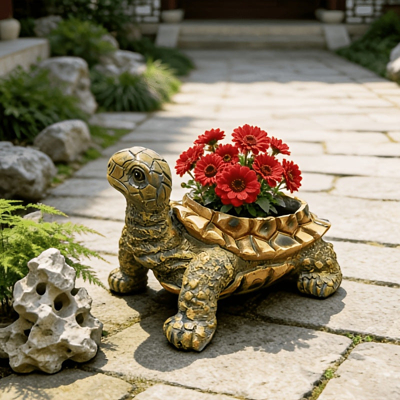 Turtle-Shaped Decorative Planter Homeandso