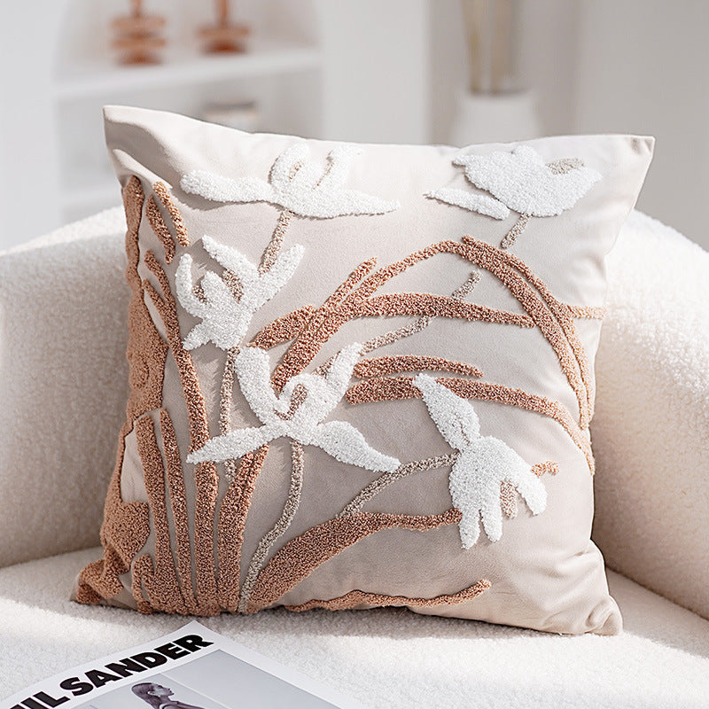 Decorative Floral Embroidered Throw Pillow