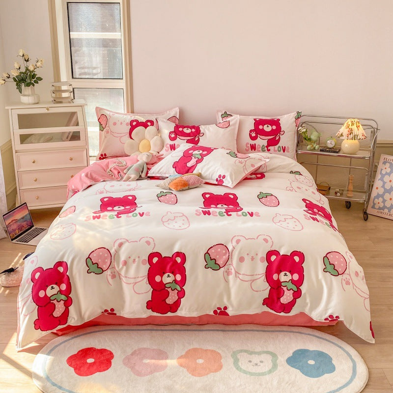 Playful Cartoon Bear Bedding Set Homeandso
